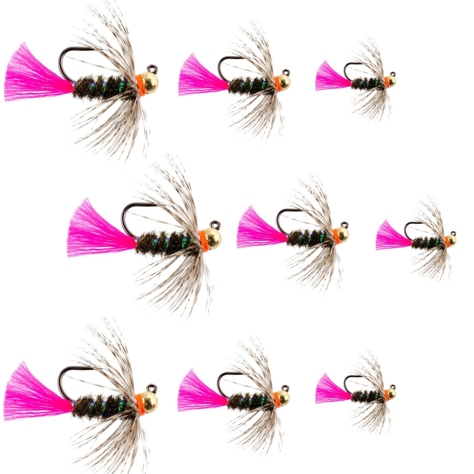 Tungsten Bead Blow Torch Jig Assortment Tactical Nymph Euro Fly - 9 Flies Sizes 10, 12, 14 - Get Tight Gear