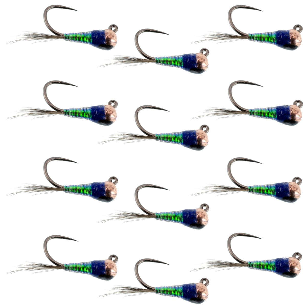 Tungsten Bead Gasolina Perdigon Tactical Jig Czech Euro Nymph Spanish Nymphing Fly - 1 Dozen Flies Size 16 - Get Tight Gear