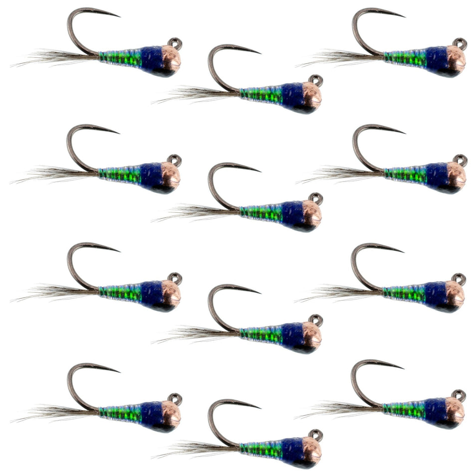 Tungsten Bead Gasolina Perdigon Tactical Jig Czech Euro Nymph Spanish Nymphing Fly - 1 Dozen Flies Size 16 - Get Tight Gear
