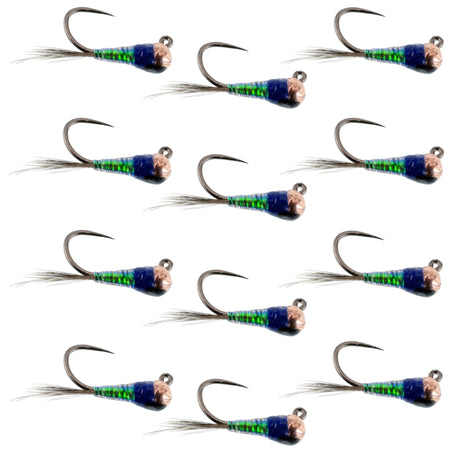 Tungsten Bead Gasolina Perdigon Tactical Jig Czech Euro Nymph Spanish Nymphing Fly - 1 Dozen Flies Size 18 - Get Tight Gear