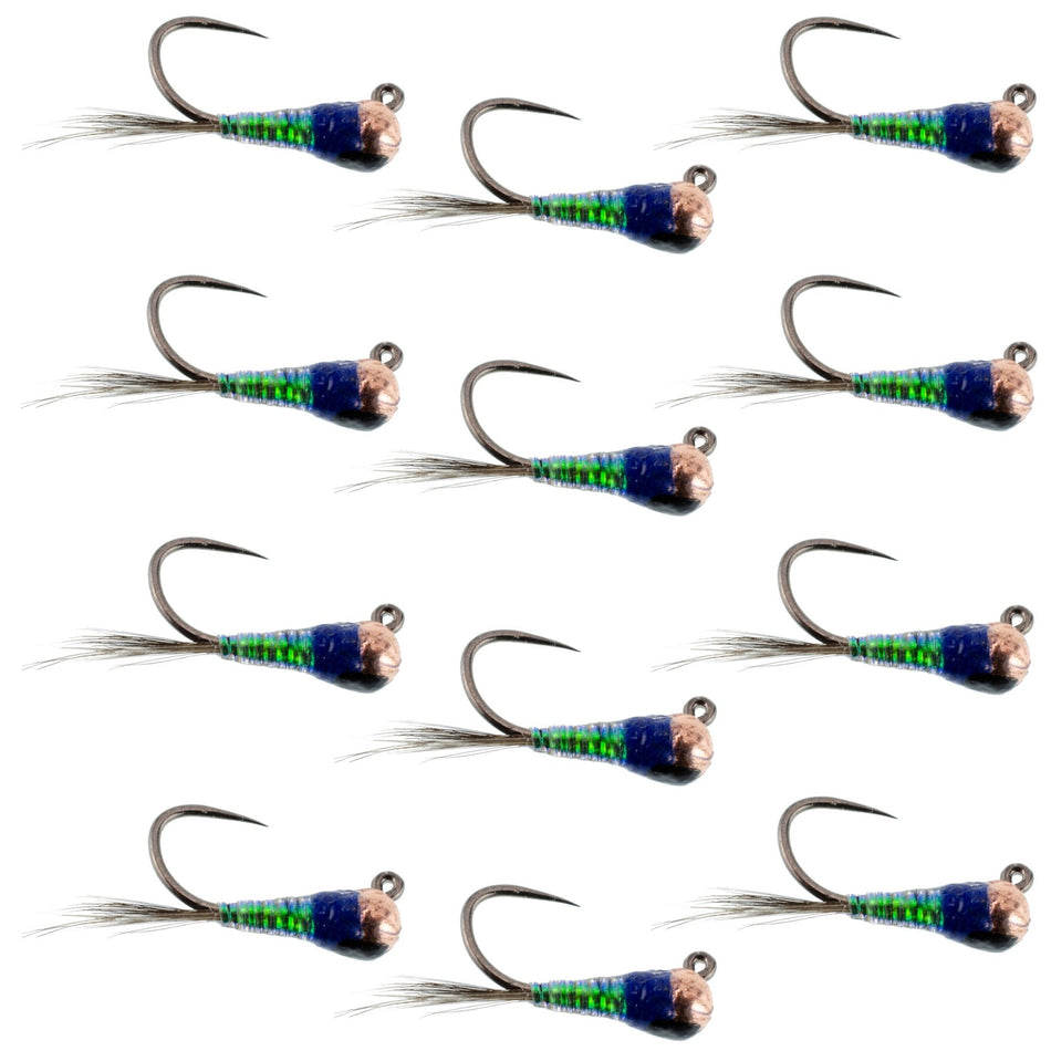 Tungsten Bead Gasolina Perdigon Tactical Jig Czech Euro Nymph Spanish Nymphing Fly - 1 Dozen Flies Size 18 - Get Tight Gear