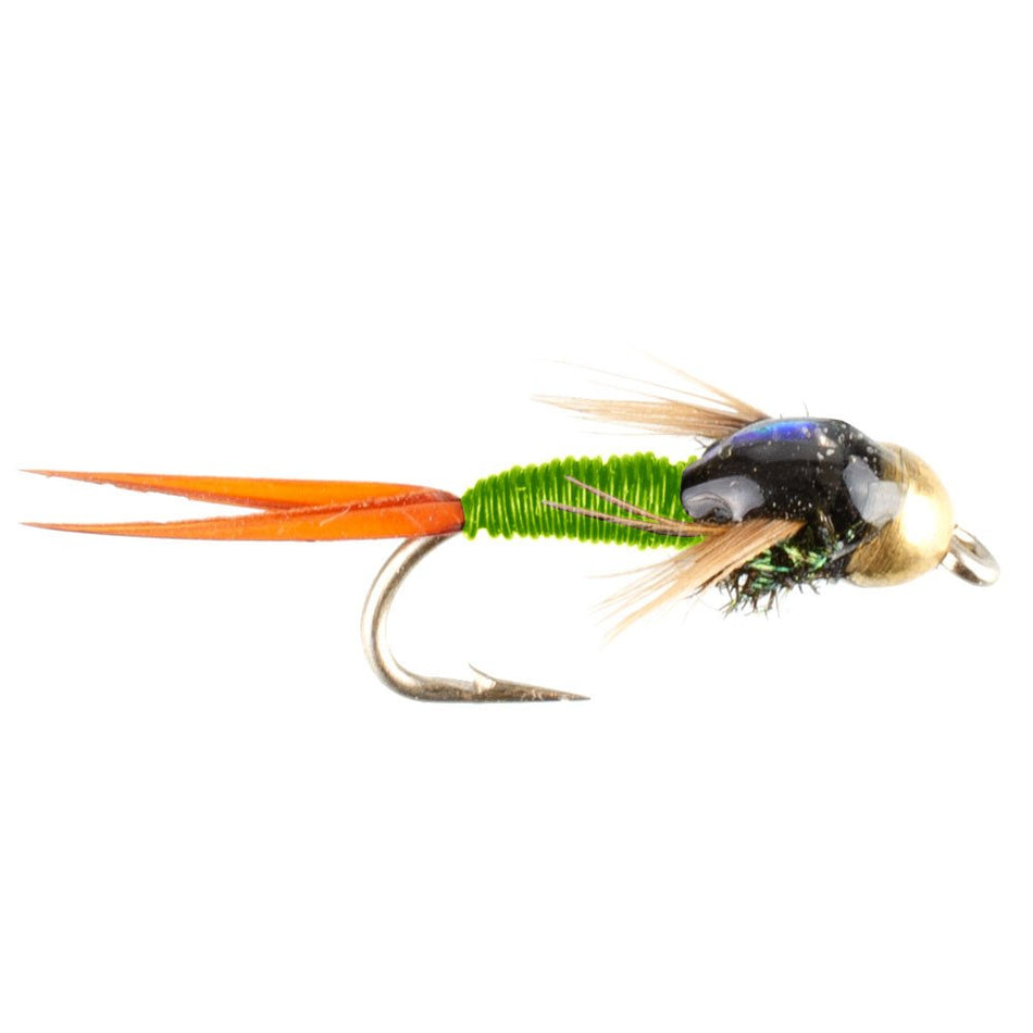 Tungsten Bead Head Chartreuse Copper John Nymph Fly Fishing Flies - Set of 6 Flies Hook Size 12 - Get Tight Gear
