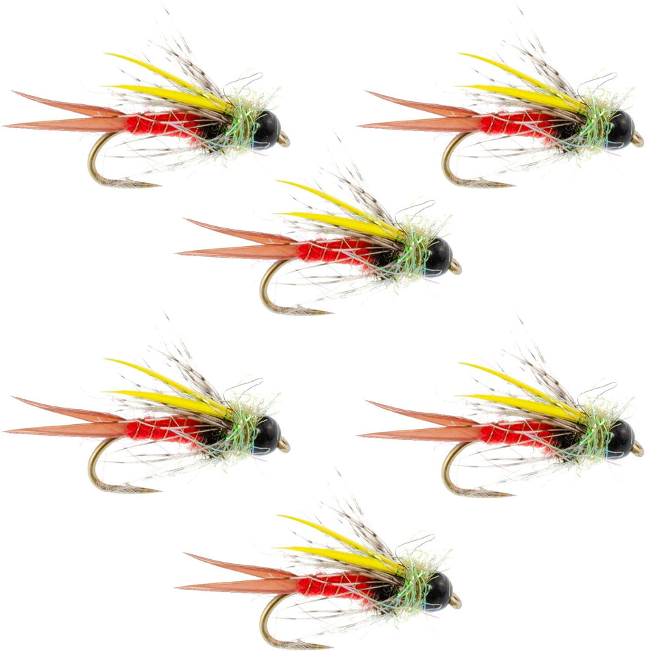 Tungsten Bead Head Nicks Prince Special Nymph Fly Fishing Flies - Set of 6 Flies Hook Size 14 - Get Tight Gear