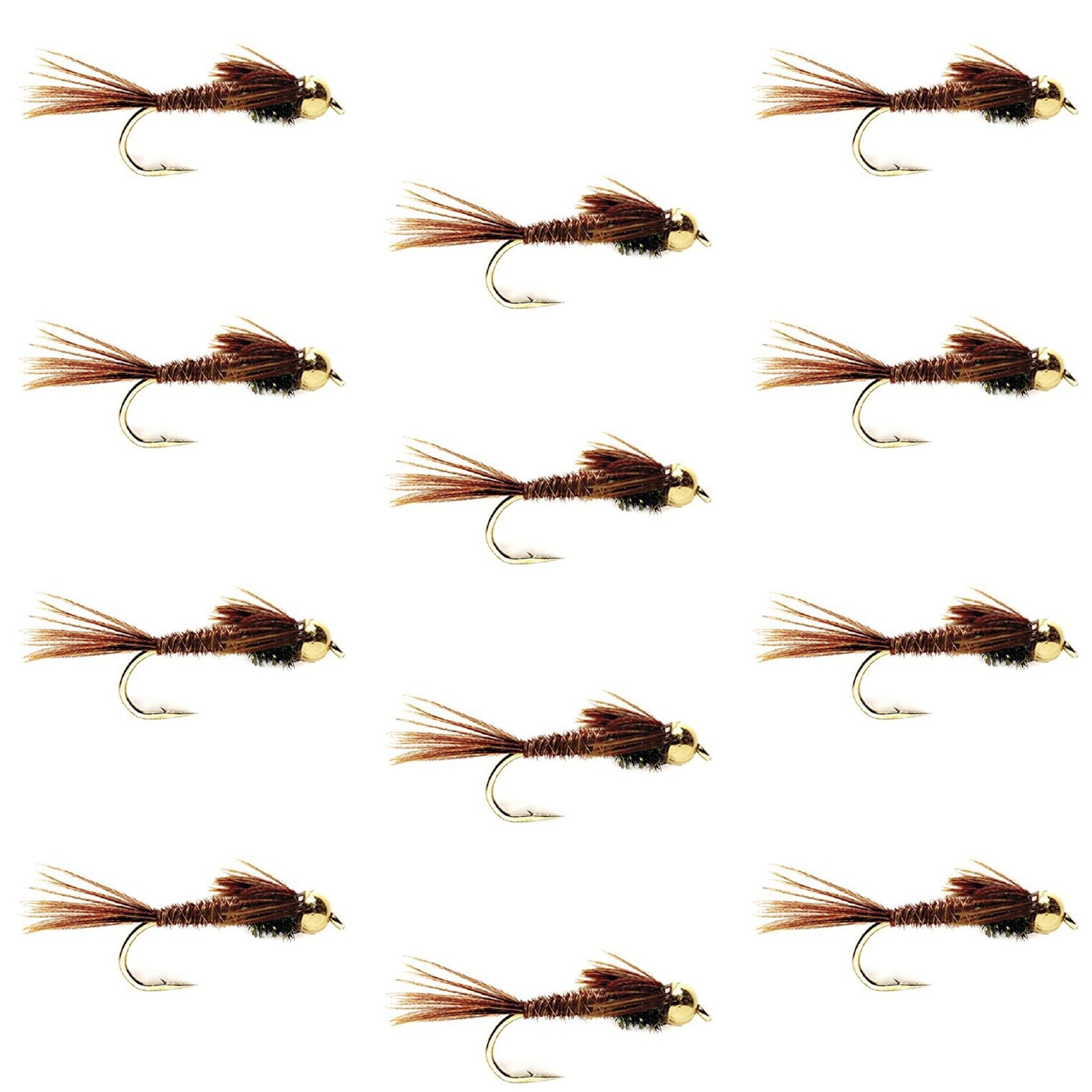Tungsten Bead Head Pheasant Tail Nymph 1 Dozen Flies Size 10 - Get Tight Gear