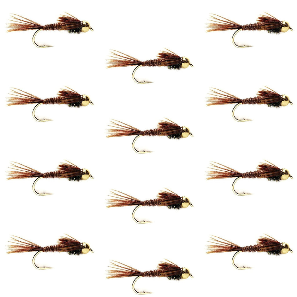 Tungsten Bead Head Pheasant Tail Nymph 1 Dozen Flies Size 14 - Get Tight Gear