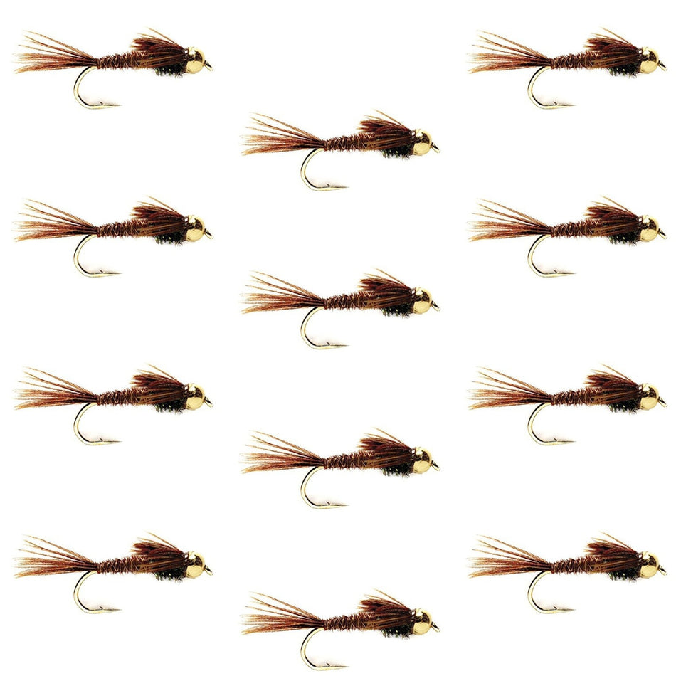 Tungsten Bead Head Pheasant Tail Nymph 1 Dozen Flies Size 18 - Get Tight Gear