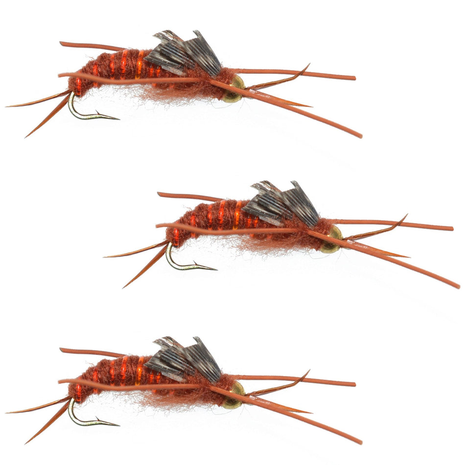 Tungsten Bead Kaufmann's Brown Stone Fly with Rubber Legs - Stonefly Wet Fly - Hook Size 8 - Get Tight Gear