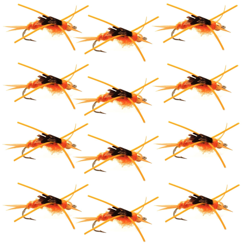 Tungsten Bead Kaufmann's Golden Stone Fly Nymph Rubber Legs - 1 Dozen Hook Size 10 - Get Tight Gear