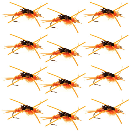 Tungsten Bead Kaufmann's Golden Stone Fly Nymph Rubber Legs - 1 Dozen Hook Size 12 - Get Tight Gear