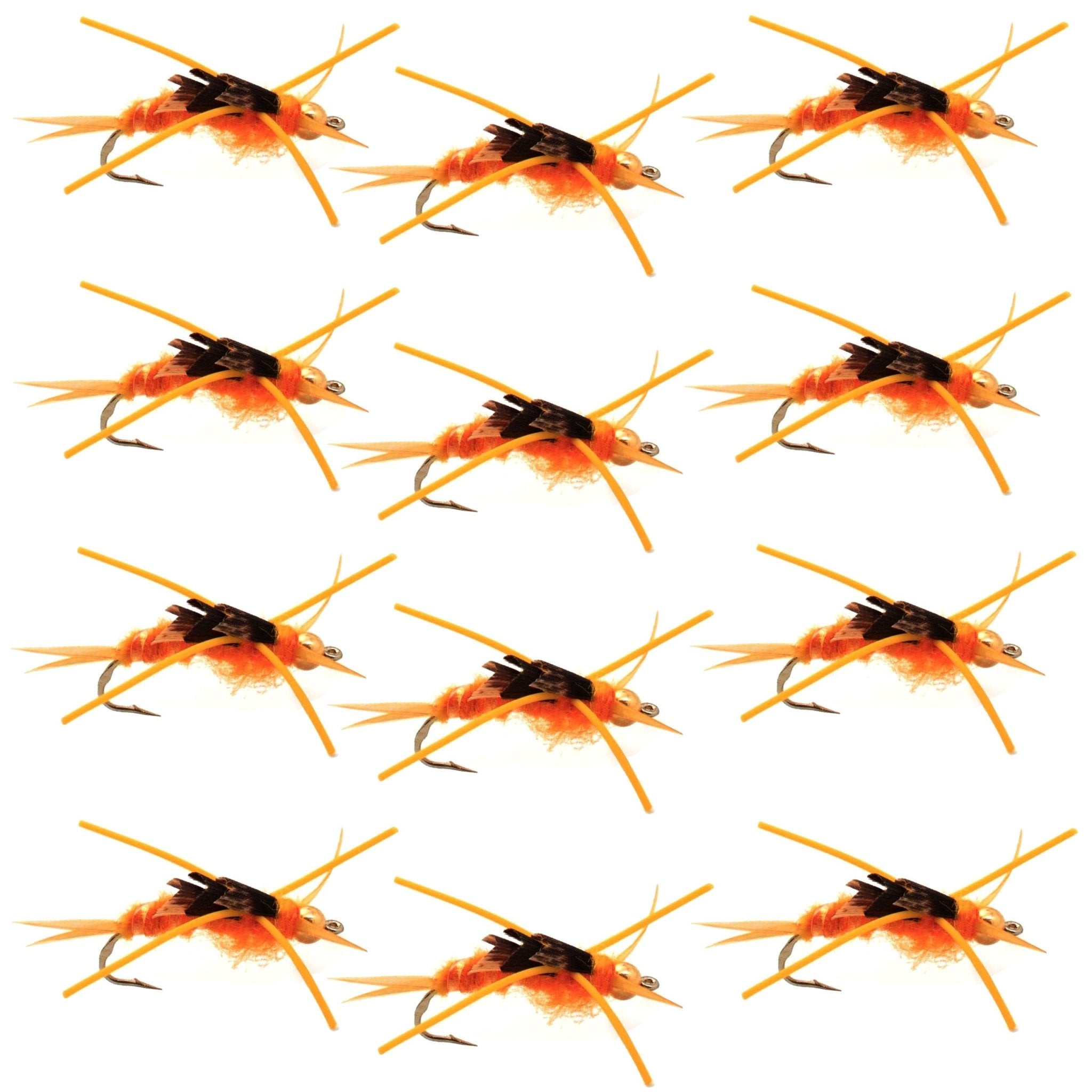 Tungsten Bead Kaufmann's Golden Stone Fly Nymph Rubber Legs - 1 Dozen Hook Size 8 - Get Tight Gear