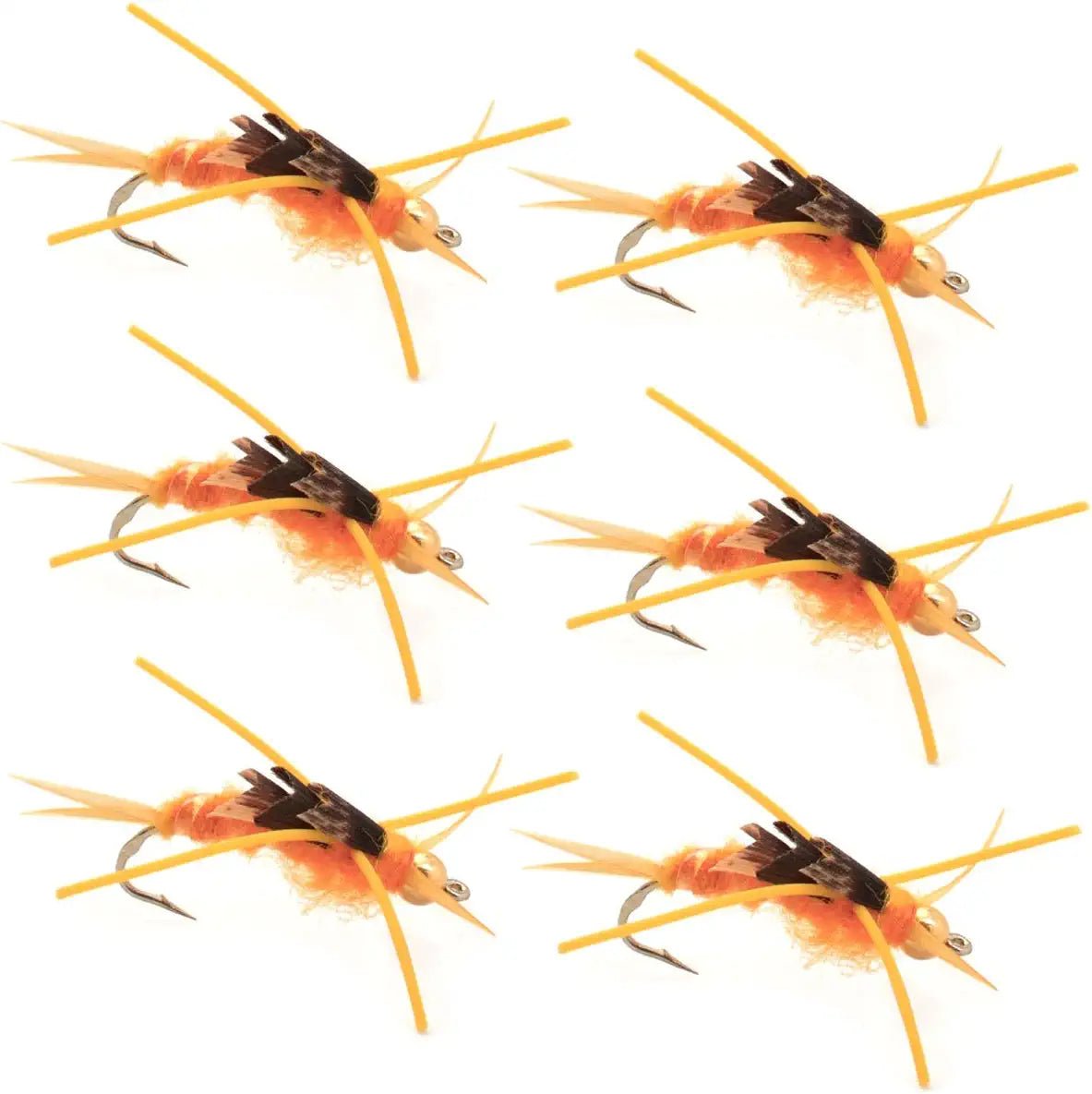 Tungsten Bead Kaufmann's Golden Stone Fly with Rubber Legs - Stonefly Wet Fly - 6 Flies Hook Size 10 - Get Tight Gear