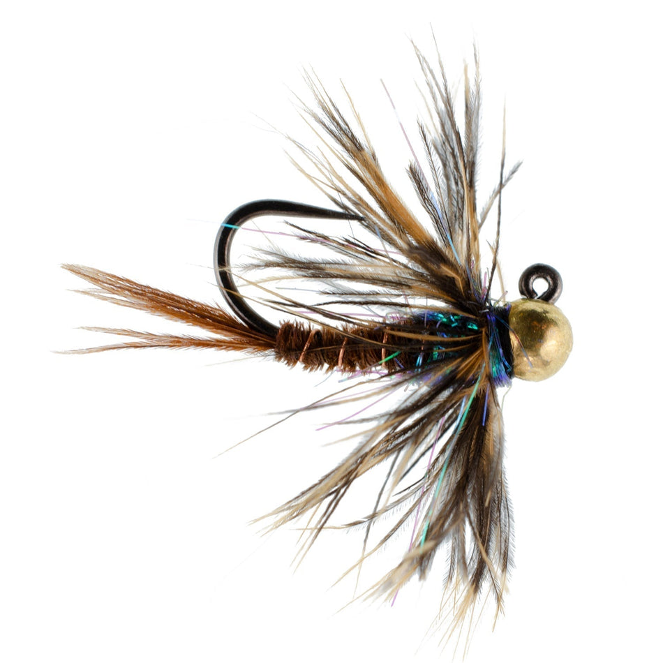 Tungsten Bead Soft Hackle Pheasant Tail Tactical Jig Czech Nymph Euro Nymphing Fly - 1 Dozen Flies Size 16 - Get Tight Gear
