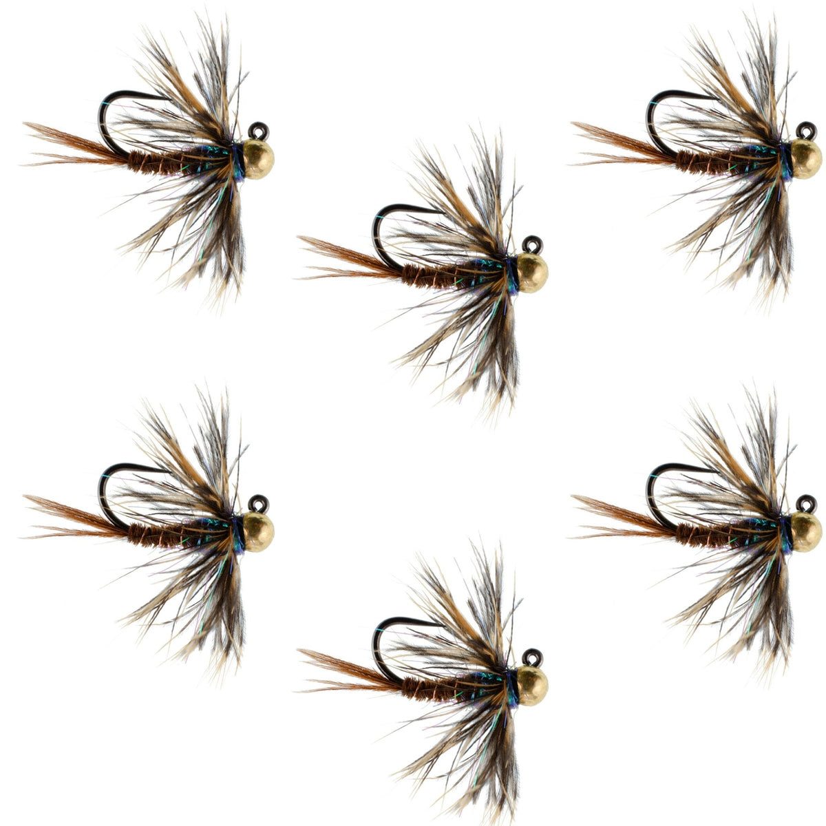 Tungsten Bead Soft Hackle Pheasant Tail Tactical Jig Czech Nymph Euro Nymphing Fly - 6 Flies Size 14 - Get Tight Gear