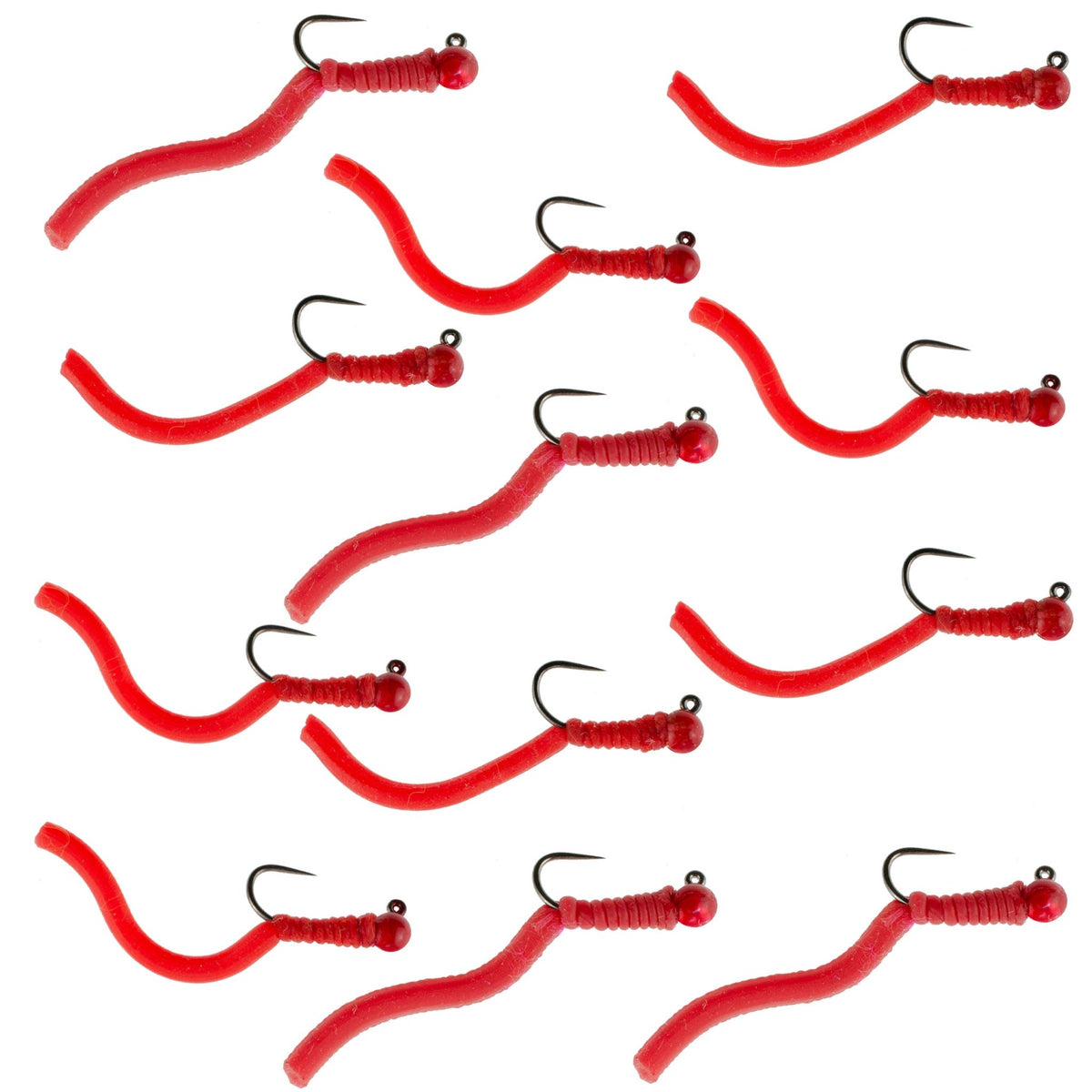 Tungsten Bead Squirminator Squirmy Wormy Tactical Jig Czech Euro Nymph Barbless Nymphing Fly - 1 Dozen Flies Size 14 - Get Tight Gear