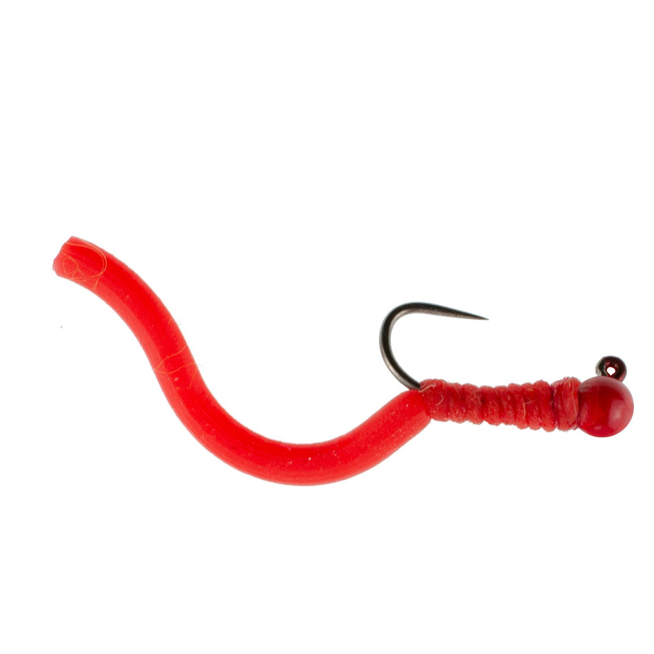 Tungsten Bead Squirminator Squirmy Wormy Tactical Jig Czech Euro Nymph Barbless Nymphing Fly - 6 Flies Size 12 - Get Tight Gear