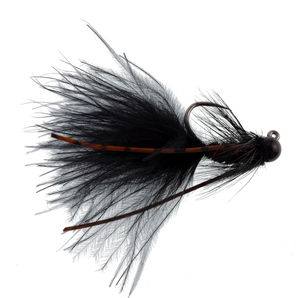 Tungsten Bead Tactical Black Mini Bugger Czech Nymph Euro Nymphing Fly - 1 Dozen Flies Size 8 - Get Tight Gear