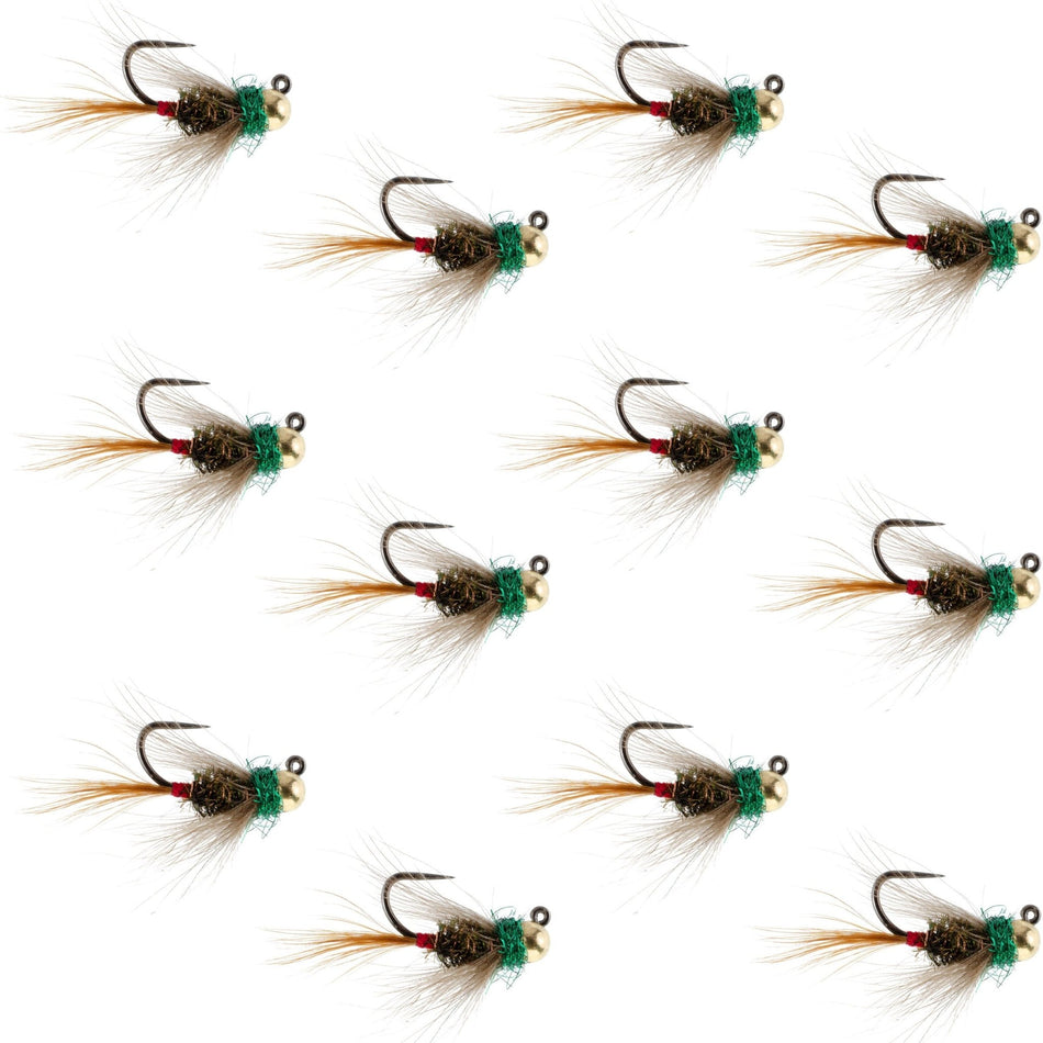 Tungsten Bead Tactical CDC Frenchie Czech Nymph Euro Nymphing Fly - 1 Dozen Flies Size 12 - Get Tight Gear