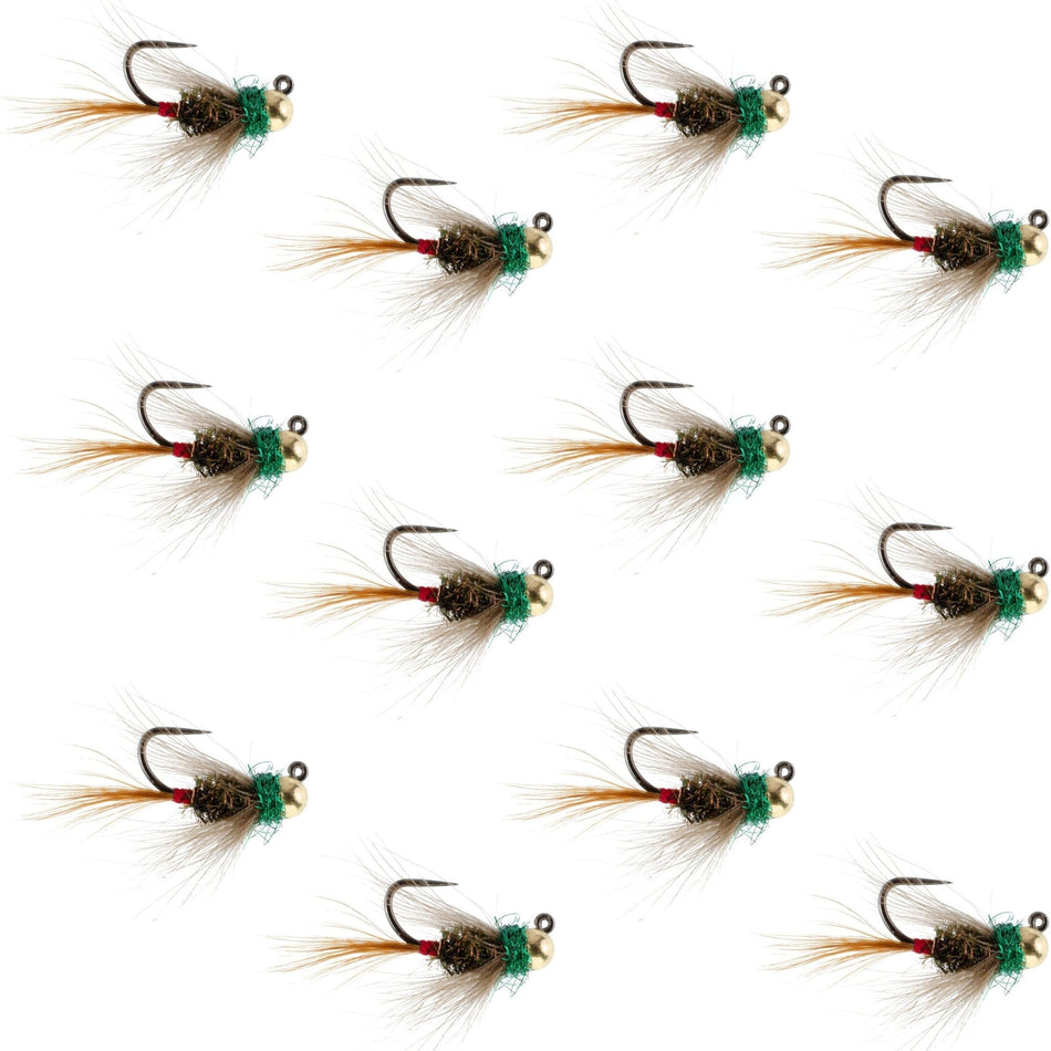 Tungsten Bead Tactical CDC Frenchie Czech Nymph Euro Nymphing Fly - 1 Dozen Flies Size 14 - Get Tight Gear