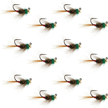 Tungsten Bead Tactical CDC Frenchie Czech Nymph Euro Nymphing Fly - 1 Dozen Flies Size 16 - Get Tight Gear