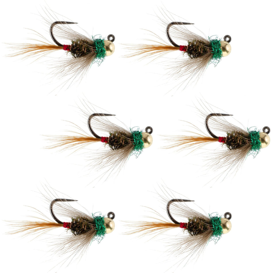 Tungsten Bead Tactical CDC Frenchie Czech Nymph Euro Nymphing Fly - 6 Flies Size 12 - Get Tight Gear