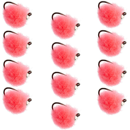 Tungsten Bead Tactical Euro Hot Pink Jig Egg Barbless Czech Nymph Fly - 1 Dozen Flies Size 16 - Get Tight Gear