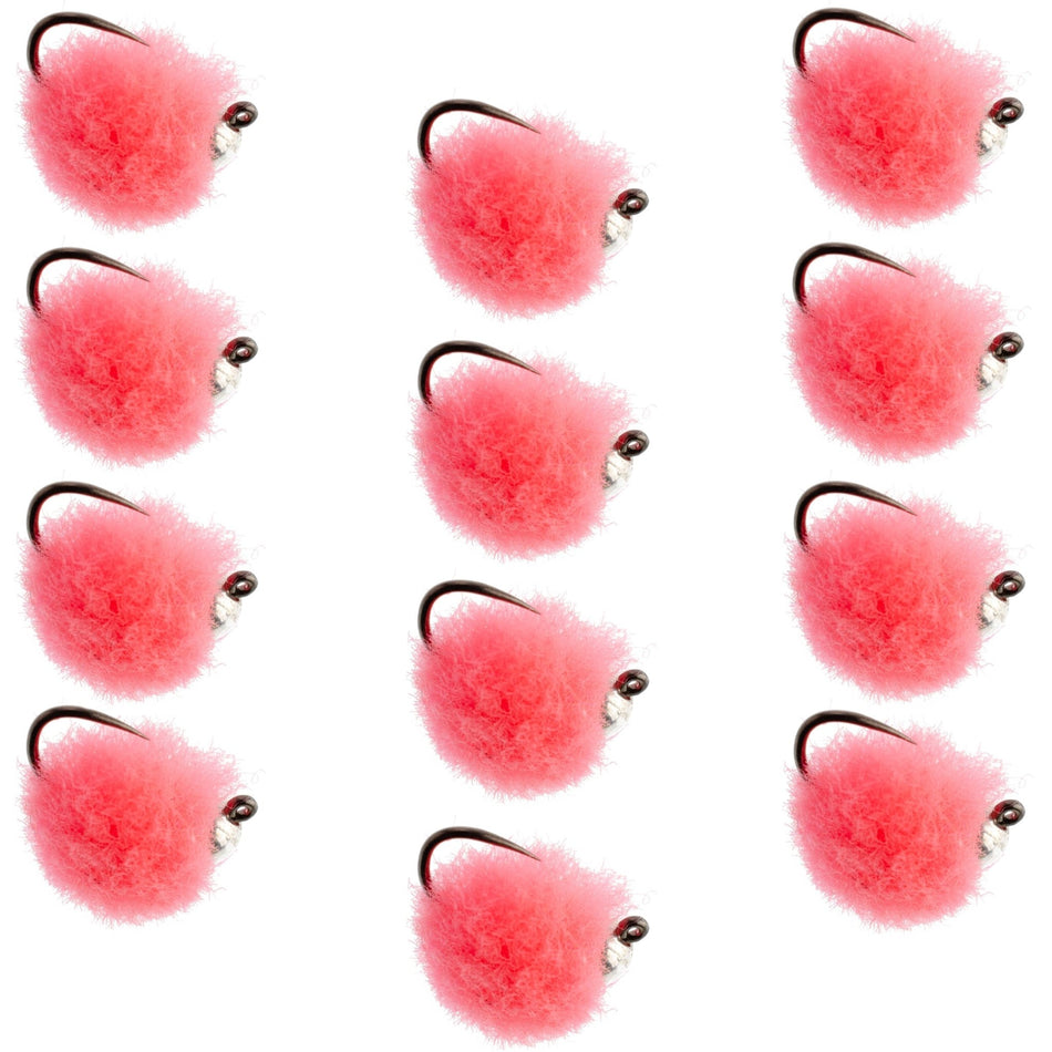 Tungsten Bead Tactical Euro Hot Pink Jig Egg Barbless Czech Nymph Fly - 1 Dozen Flies Size 16 - Get Tight Gear