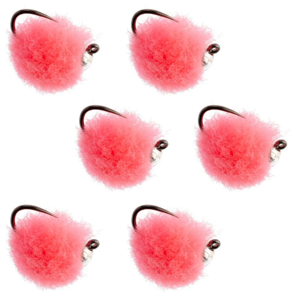 Tungsten Bead Tactical Euro Hot Pink Jig Egg Barbless Czech Nymph Fly - 6 Flies Size 16 - Get Tight Gear
