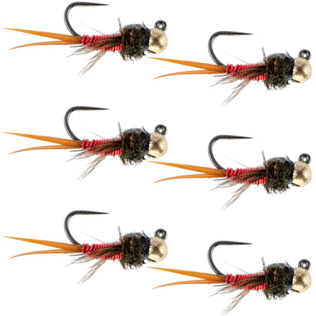 Tungsten Bead Tactical Jig Copper John Red Czech Nymph Euro Nymphing Fly - 6 Flies Size 12 - Get Tight Gear