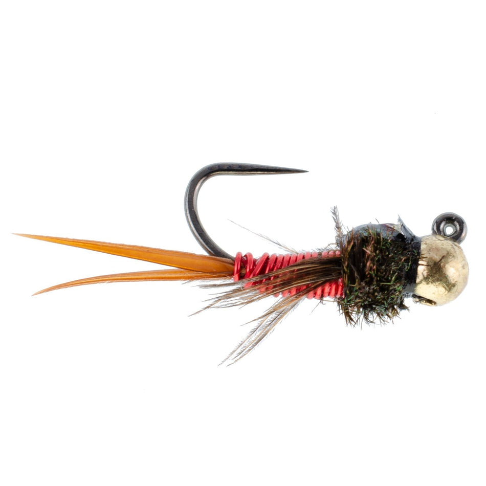Tungsten Bead Tactical Jig Copper John Red Czech Nymph Euro Nymphing Fly - 6 Flies Size 12 - Get Tight Gear