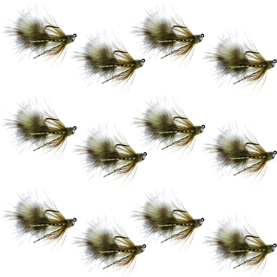 Tungsten Bead Tactical Mini Bugger Czech Nymph Euro Nymphing Fly - 1 Dozen Flies Size 12 - Get Tight Gear
