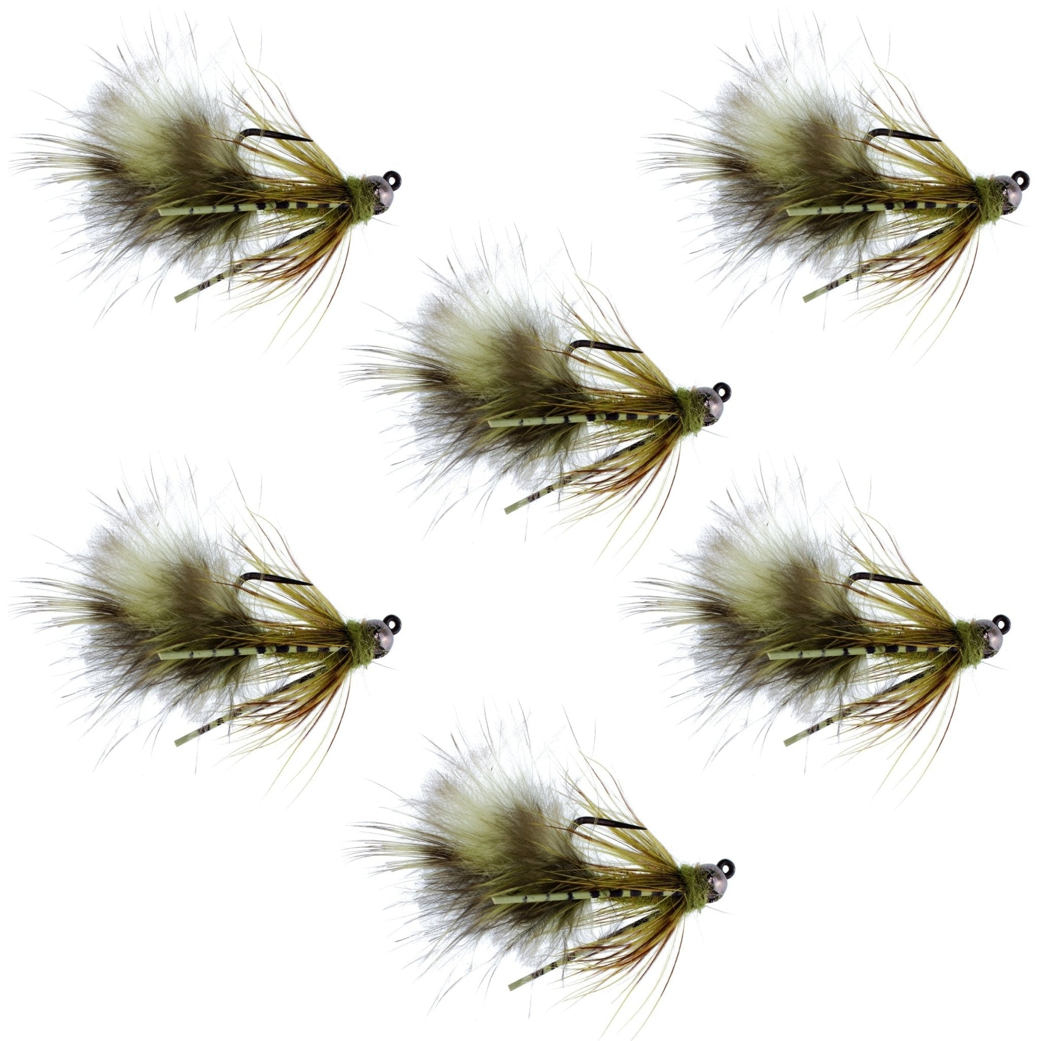 Tungsten Bead Tactical Olive Mini Bugger Czech Nymph Euro Nymphing Fly - 6 Flies Size 8 - Get Tight Gear