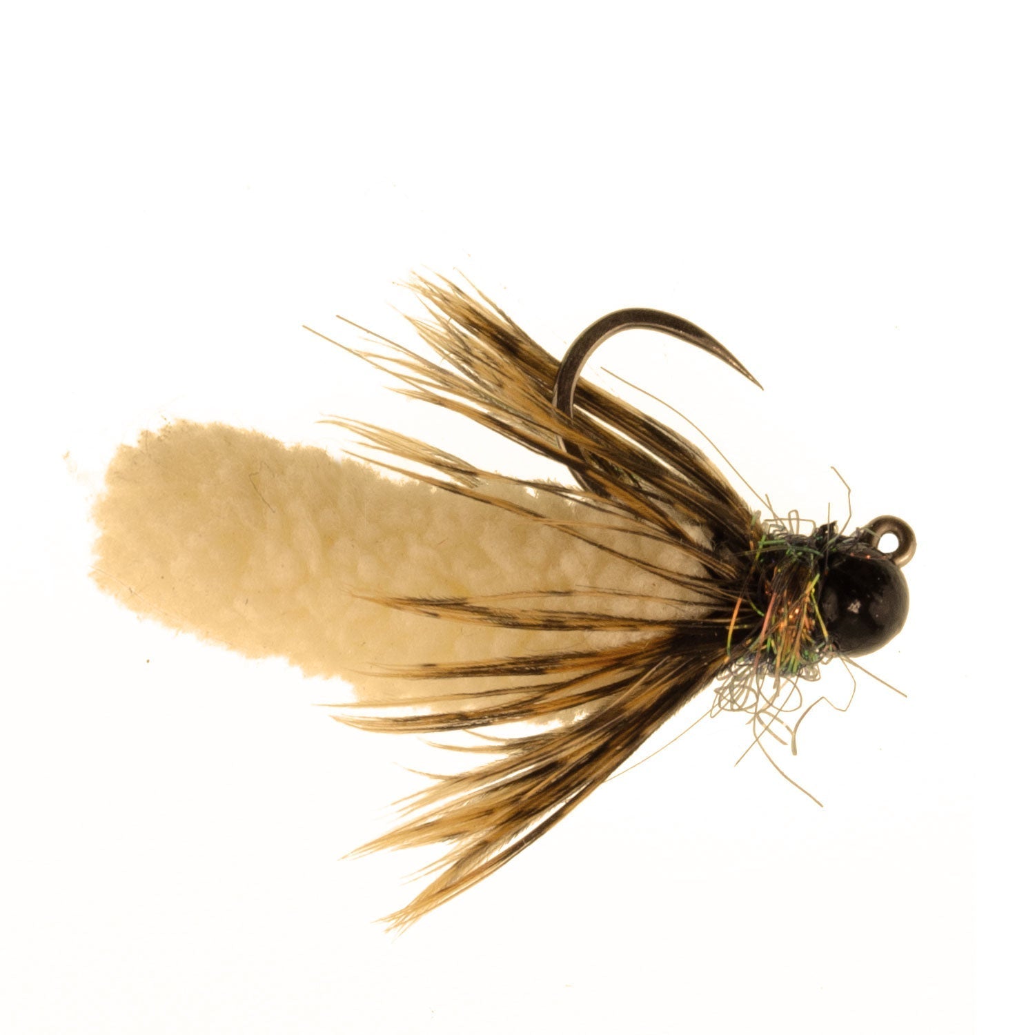 Tungsten Bead Tan Mop Fly Tactical Jig Czech Euro Nymph Barbless Fly 6 Flies - Size 14 - Get Tight Gear