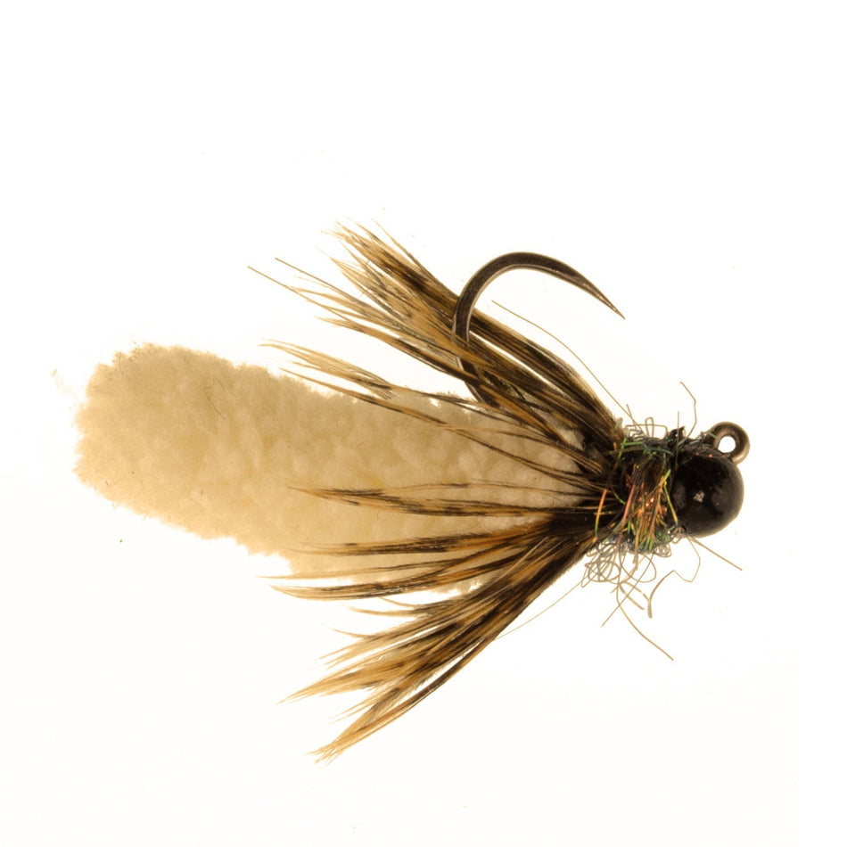 Tungsten Bead Tan Mop Fly Tactical Jig Czech Euro Nymph Barbless Fly 6 Flies - Size 14 - Get Tight Gear