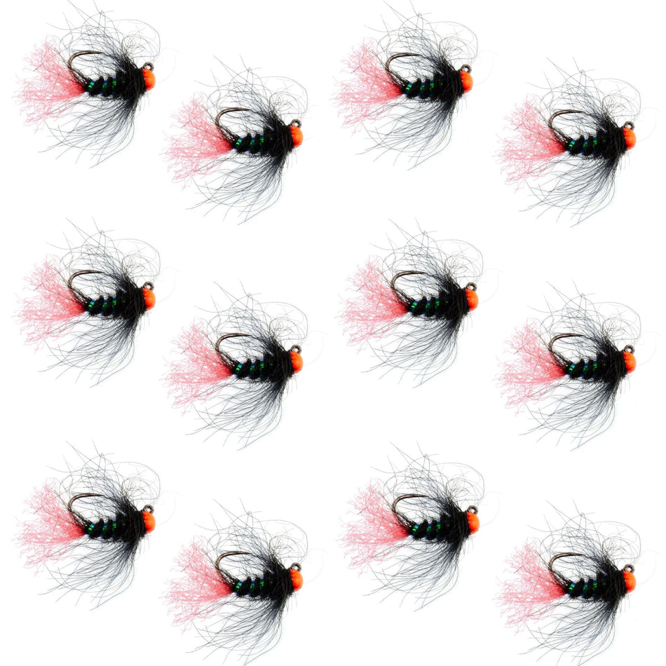 Tungsten Hot Bead Jig Tactical Blow Torch Czech Nymph Euro Nymphing Fly - 1 Dozen Flies Size 16 - Get Tight Gear