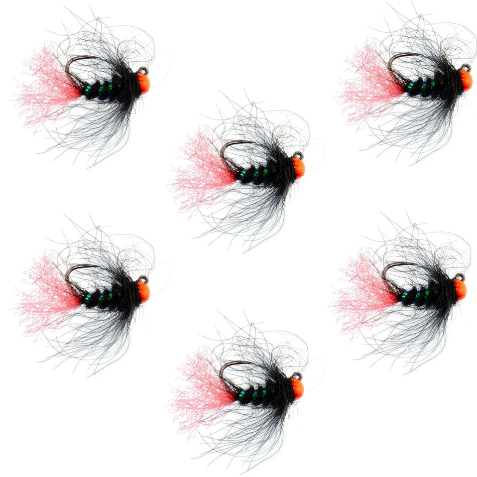 Tungsten Hot Bead Jig Tactical Blow Torch Czech Nymph Euro Nymphing Fly - 6 Flies Size 16 - Get Tight Gear