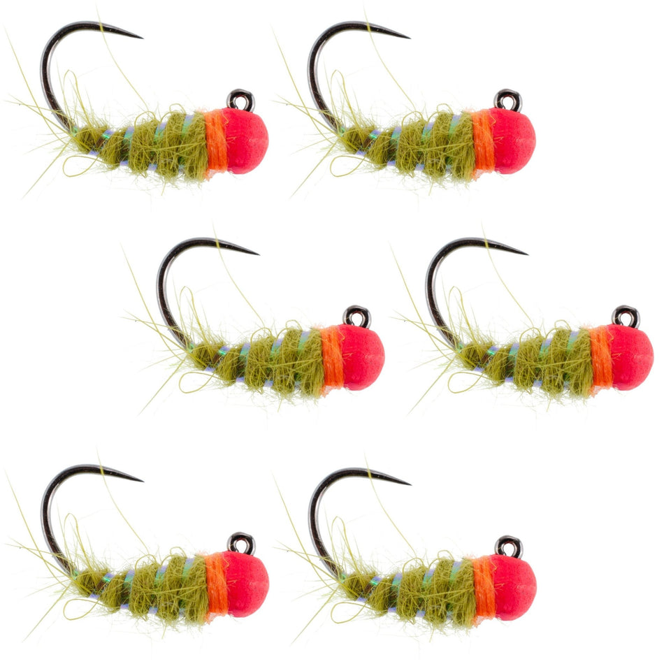 Tungsten Hot Bead Walt's Worm Jig Tactical Czech Nymph Euro Nymphing Fly - 6 Flies Hook Size 16 - Get Tight Gear