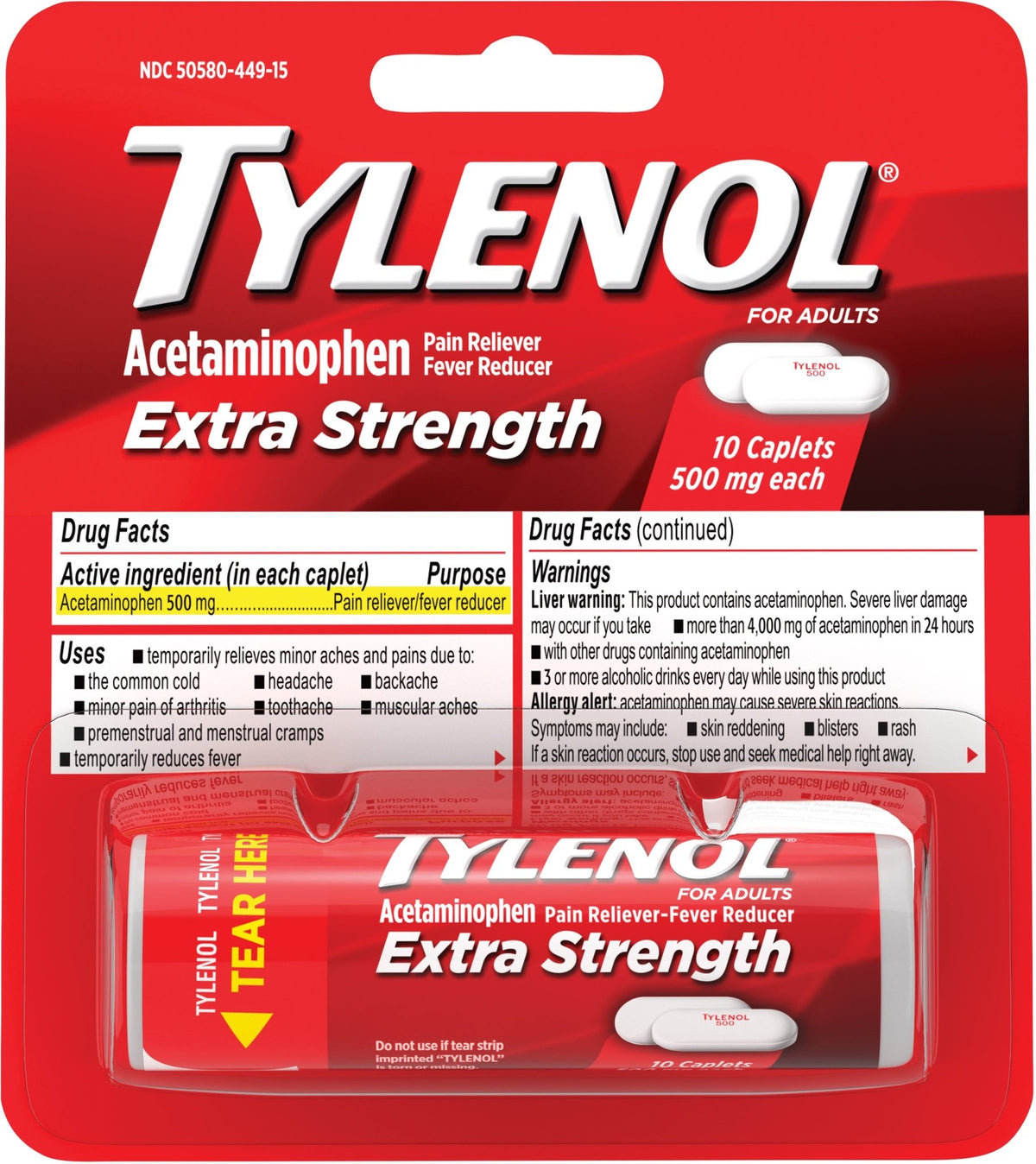 Tylenol Es Travel Pack 10 Tabs - Get Tight Gear