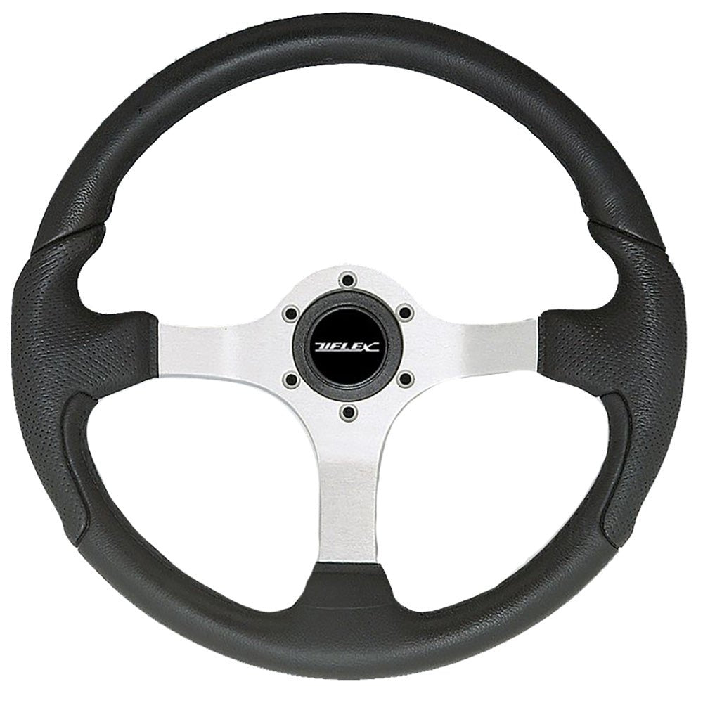 Uflex Nisida Steering Wheel 13.8" - Black Polyurethane Grip w/Black Aluminum Spokes - Get Tight Gear