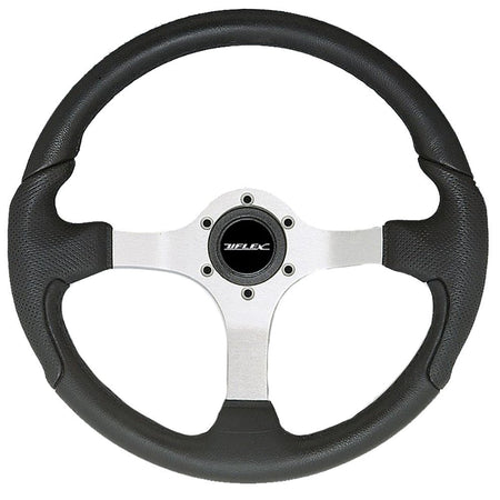 Uflex Nisida Steering Wheel 13.8" - Black Polyurethane Grip w/Black Aluminum Spokes - Get Tight Gear