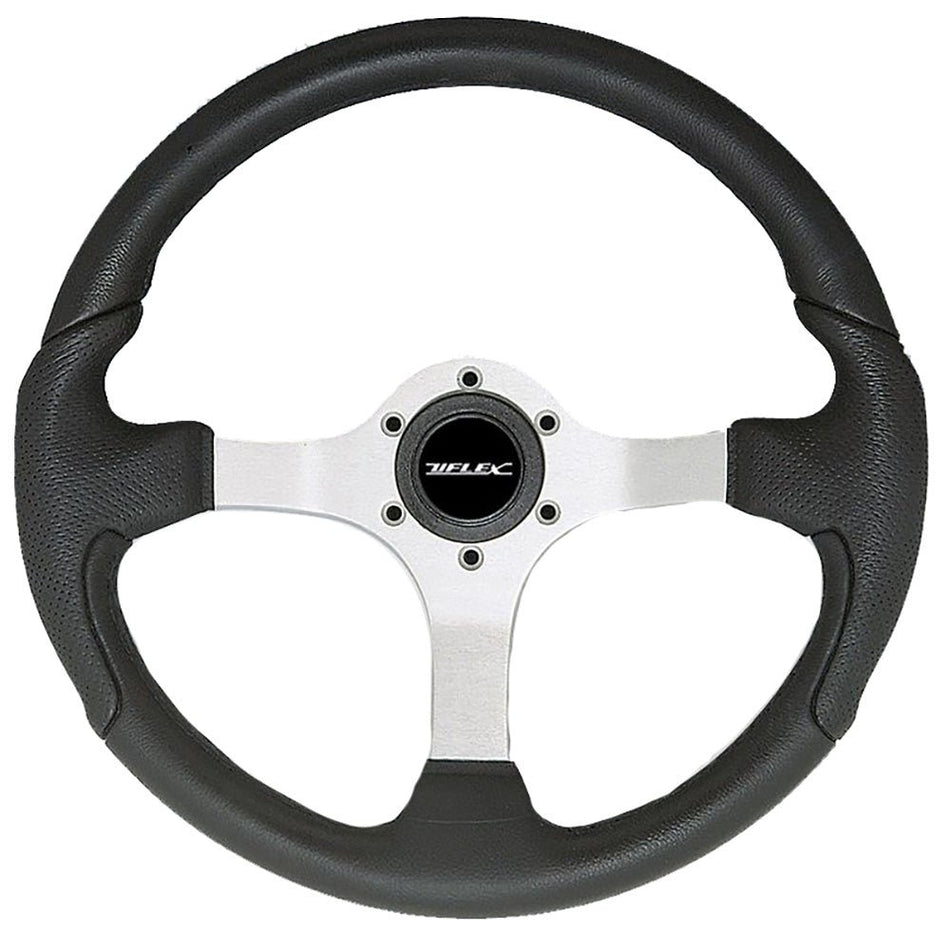 Uflex Nisida Steering Wheel 13.8" - Black Polyurethane Grip w/Black Aluminum Spokes - Get Tight Gear