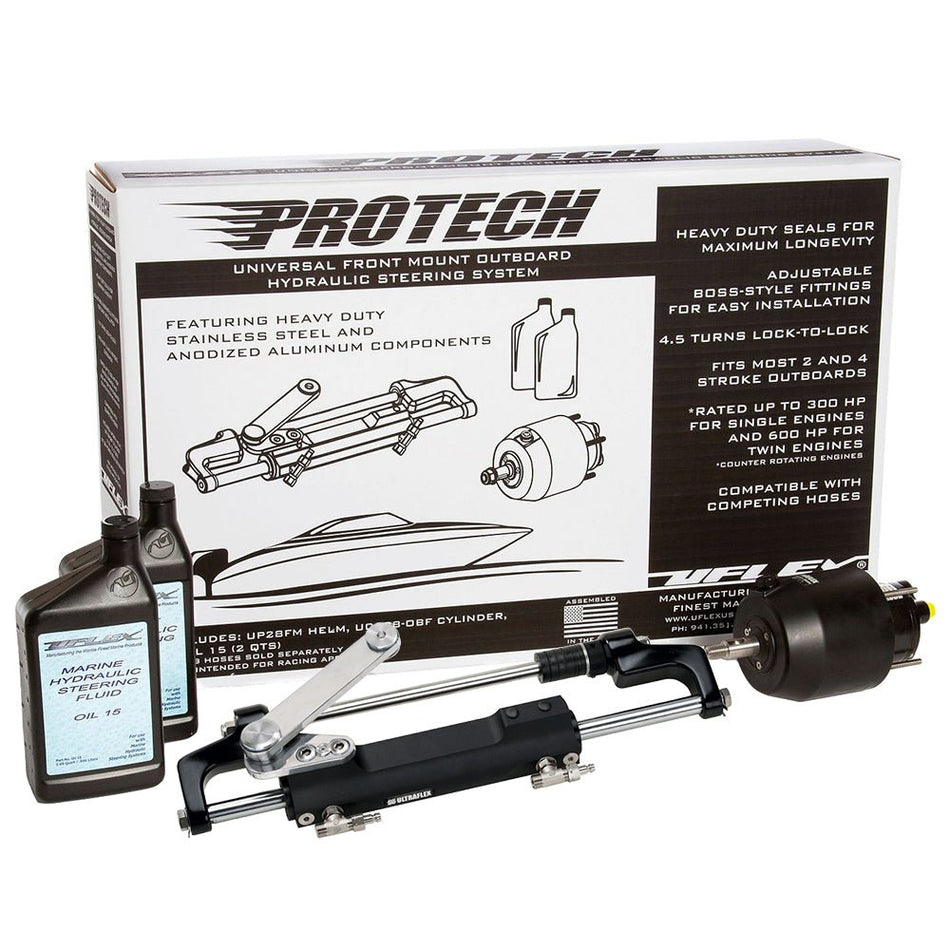 Uflex PROTECH 1.1 Front Mount OB Hydraulic System - Includes UP28 FM Helm, Oil & UC128 - TS/1 Cylinder - No Hoses - Get Tight Gear