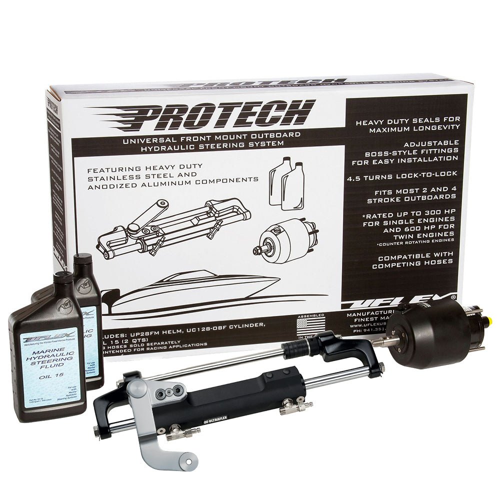 Uflex PROTECH 3.1 Front Mount OB Hydraulic System - Includes UP28 FM Helm, Oil & UC128 - TS/3 Cylinder - No Hoses - Get Tight Gear