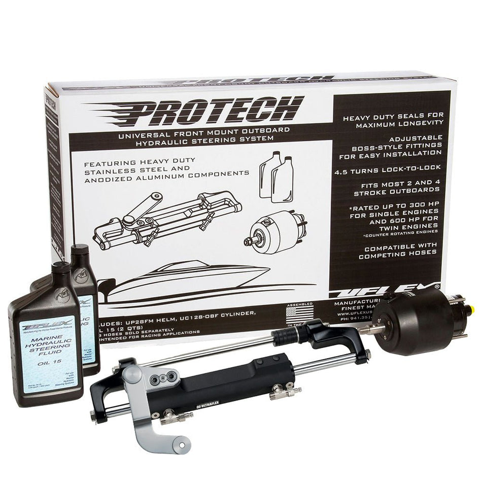 Uflex PROTECH 3.1 Front Mount OB Hydraulic System - Includes UP28 FM Helm, Oil & UC128 - TS/3 Cylinder - No Hoses - Get Tight Gear
