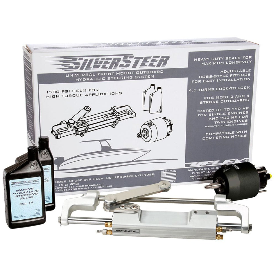 Uflex SilverSteer Front Mount Outboard Hydraulic Steering System w/ UC130 - SVS - 1 Cylinder - Get Tight Gear