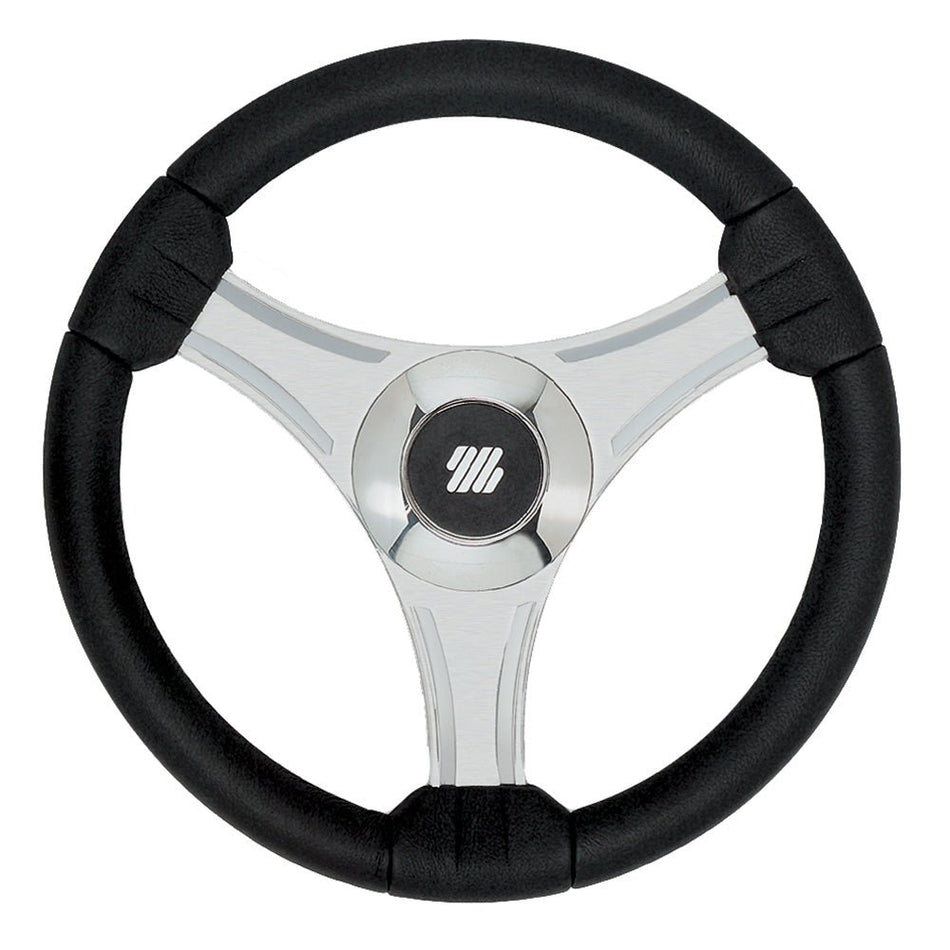 Uflex - Tavolara - 13.8" Black Polyurethane Steering Wheel w/Silver Spokes & X62 Hub - Get Tight Gear