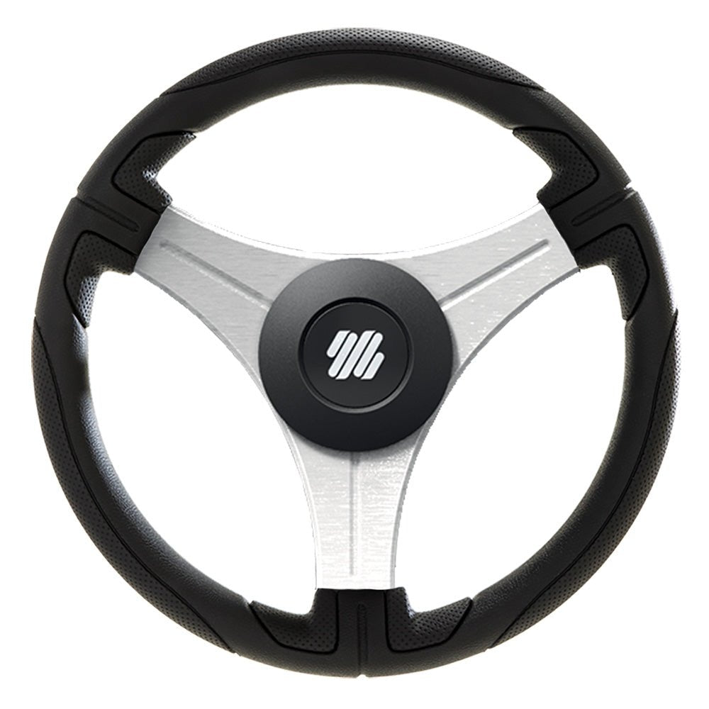 Uflex Ustica 13" Steering Wheel - Black - Polyurethane w/Silver Spokes & X62 Hub - Get Tight Gear