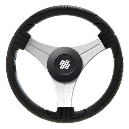 Uflex Ustica 13" Steering Wheel - Black - Polyurethane w/Silver Spokes & X62 Hub - Get Tight Gear