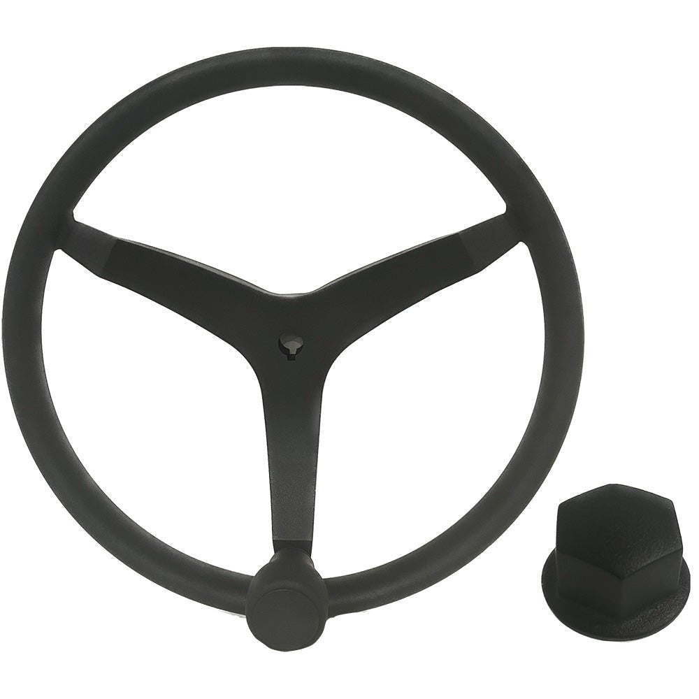Uflex - V46 - 13.5" Stainless Steel Steering Wheel w/Speed Knob & Chrome Nut - Black - Get Tight Gear