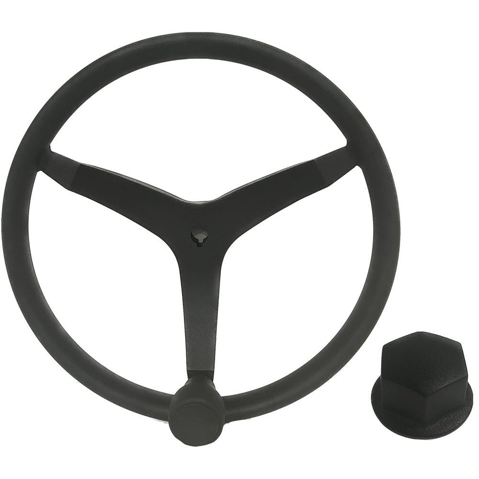 Uflex - V46 - 13.5" Stainless Steel Steering Wheel w/Speed Knob & Chrome Nut - Black - Get Tight Gear