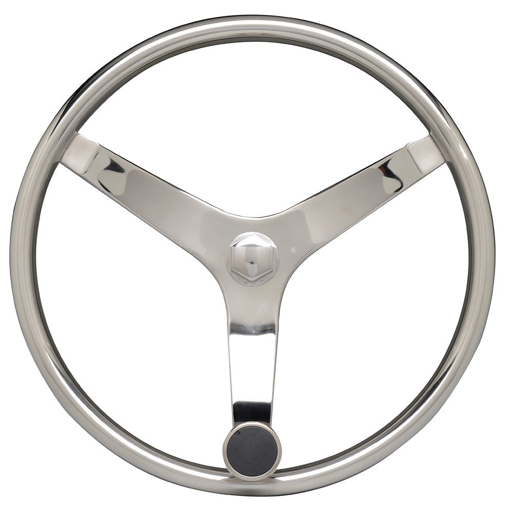 Uflex - V46 - 13.5" Stainless Steel Steering Wheel w/Speed Knob - No Wheel Nut - Get Tight Gear